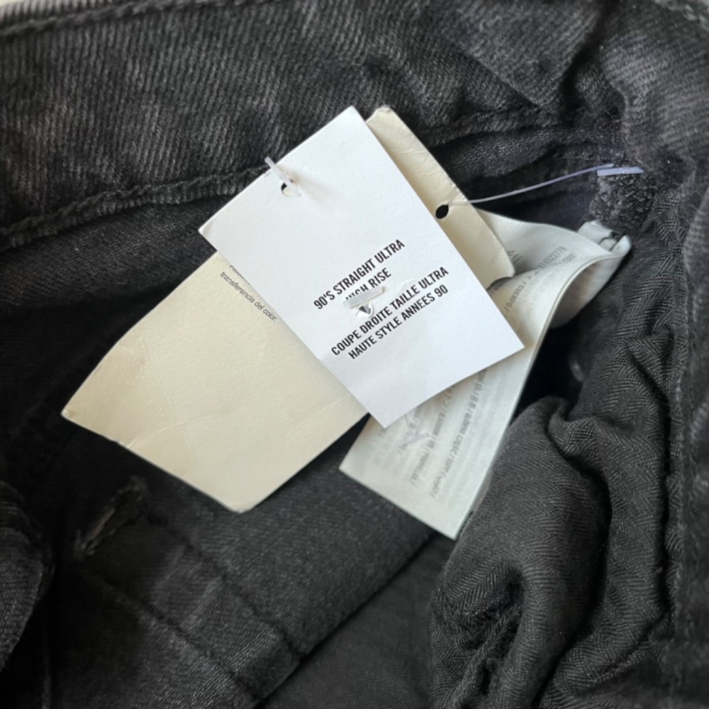 NWT Abercrombie & Fitch Jeans Womens 26 short Black 90s Straight ultra High Rise - Picture 5 of 7